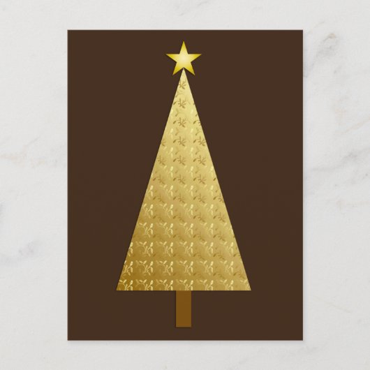 金箔のモダンクリスマスツリー シーズンポストカード (正面)