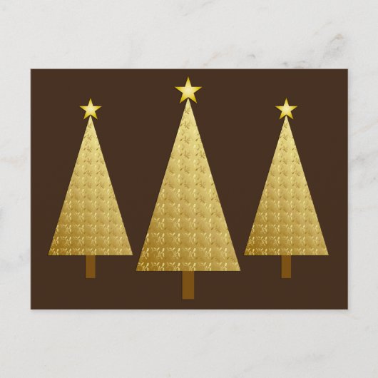 金箔のモダンクリスマスツリー シーズンポストカード (正面)