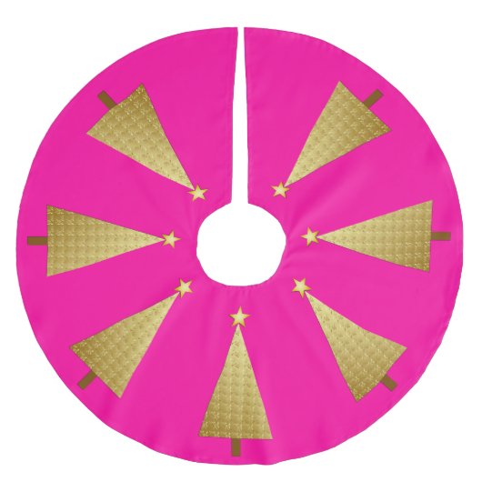 金箔のモダンクリスマスツリー ブラッシュドポリエステルツリースカート (正面)