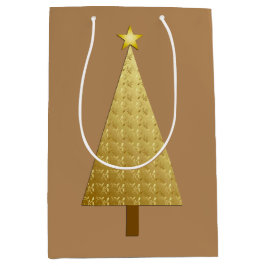 金箔のモダンクリスマスツリー ミディアムペーパーバッグ