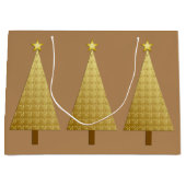 金箔のモダンクリスマスツリー ラージペーパーバッグ (正面)