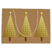 金箔のモダンクリスマスツリー ラージペーパーバッグ (裏面)