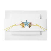 金箔のラインと貝殻のビーチ結婚式 招待状ベリーバンド (正面例)