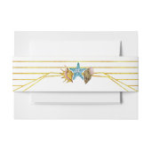 金箔のラインと貝殻のビーチ結婚式 招待状ベリーバンド (正面例)