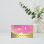 金箔の上にピンクを付けてありがとう 名刺 (スタンド正面)