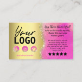 金箔の上にピンクを付けてありがとう 名刺 (裏面)