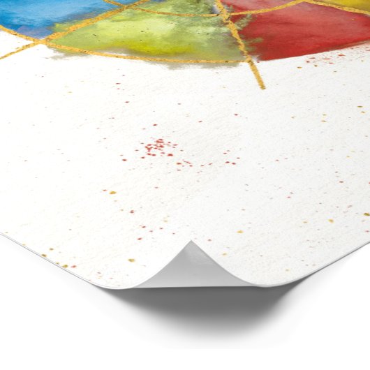 金箔の付いた会社とハート引用文カラフルが激しい ポスター (角)