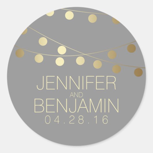 金箔の光の結婚列 ラウンドシール (正面)