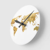 金箔の地図 ラウンド壁時計 (傾斜)