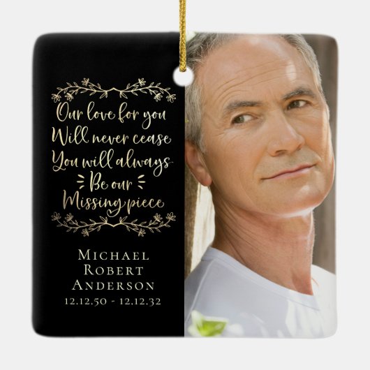 金箔の恋しく思ピース記念写真両面 セラミックオーナメント (裏面)