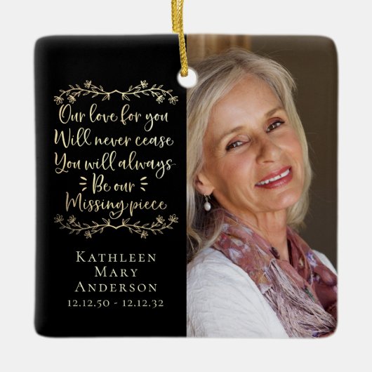 金箔の恋しく思ピース記念写真両面 セラミックオーナメント (正面)