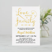 金箔の愛で家族の養子縁組シャワー 箔招待状 (立ち正面)