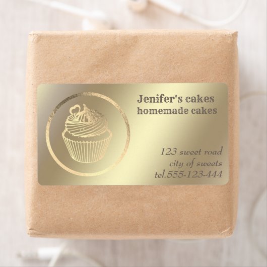 金箔の手作りカップケーキとお菓子 ラベル (インサイチュ)