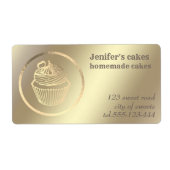 金箔の手作りカップケーキとお菓子 ラベル (正面)