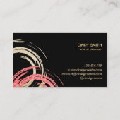 金箔の抽象芸術が赤いキラキラ光るブラシを囲む 名刺 (裏面)