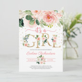 金箔の文字それは女の子のフローラの赤ちゃんシャワー 招待状 (スタンド正面)