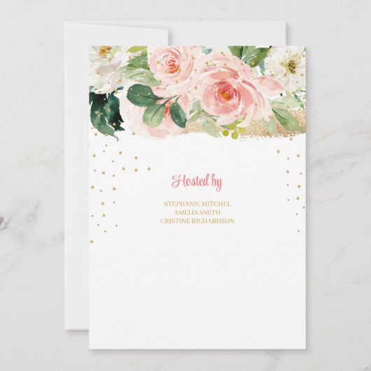 金箔の文字それは女の子のフローラの赤ちゃんシャワー 招待状 (裏面)