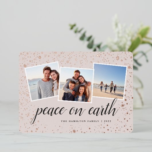 金箔の星 |フォトコラージュ 箔シーズンカード (立ち正面)