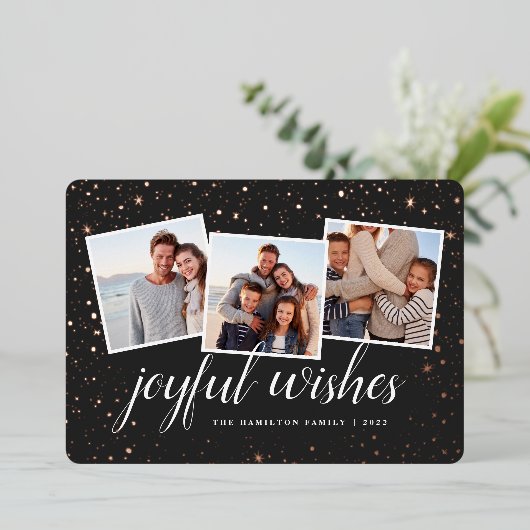 金箔の星 |フォトコラージュ 箔シーズンカード (立ち正面)