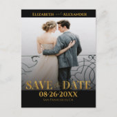 金箔の書道の写真の保存日付 ポストカード (正面)