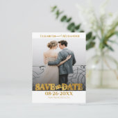 金箔の書道の写真の保存日付 ポストカード (スタンド正面)