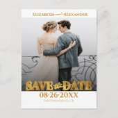 金箔の書道の写真の保存日付 ポストカード (正面)