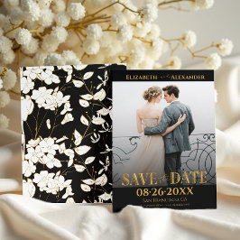 金箔の書道の写真の保存日付 招待状