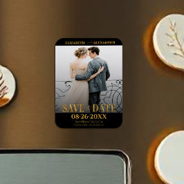 金箔の書道の日付写真を保存 マグネット