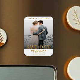 金箔の書道の日付写真を保存 マグネット