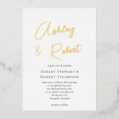 金箔の書道モダン書結婚の 箔招待状 (正面)