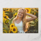 金箔の書道卒業写真ありがとう 箔招待状 (正面)