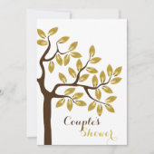 金箔の木のカップルモダンシャワー結婚の 招待状 (正面)