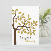 金箔の木のカップルモダンシャワー結婚の 招待状 (スタンド正面)