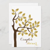 金箔の木のカップルモダンシャワー結婚の 招待状 (正面/裏面)