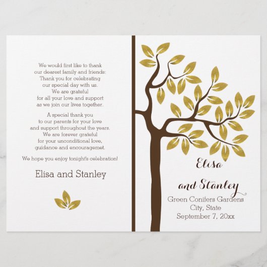 金箔の木の折りモダン畳み式結婚式 (正面)