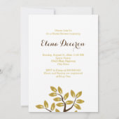 金箔の木モダンブライダルシャワー結婚ズ 招待状 (裏面)