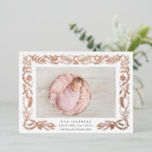 金箔の枝を箔の誕生発表 箔招待状 (立ち正面)