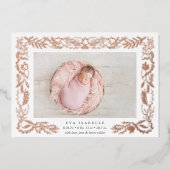 金箔の枝を箔の誕生発表 箔招待状 (正面)