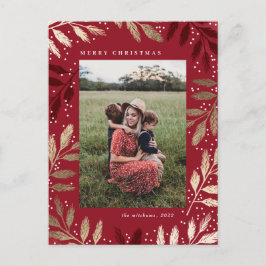 金箔の枝メリークリスマスフォト シーズンポストカード