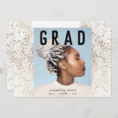 金箔の植物学とブラック文字グラッドフォト 案内状 (正面/裏面)