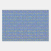 金箔の留め具と青色の背景 ラッピングペーパーシート (正面2)