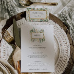 金箔の緑が白 |クリスマス結婚のメニュー メニュー<br><div class="desc">これらの素晴らし葉クリスマスのメニュ結婚ーカードは、休日の緑とフェイク、金ゴールドと赤いホリーの実と白い背景の中心金ゴールドフレームを持つを備えたを備えている。これらのメニューは、任意の休日パーティーでも完璧に動作する。</div>