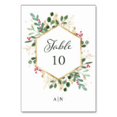 金箔の緑が白 |クリスマス結婚の テーブルナンバー (裏面)