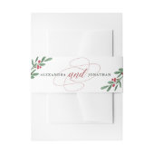 金箔の緑が白 |クリスマス結婚の 招待状ベリーバンド (正面例)