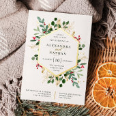 金箔の緑が白 |クリスマス結婚の 箔招待状