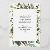 金箔の緑が白 |ハッピーホリデー金ゴールド 箔シーズンカード (裏面)