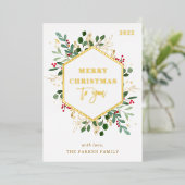 金箔の緑が白 |メリークリスマス 箔シーズンカード (立ち正面)
