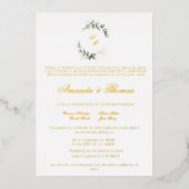 金箔の緑のミニマルスペインの結婚リスト 箔招待状 (正面)