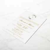 金箔の緑のミニマルスペインの結婚リスト 箔招待状 (回転した状態)