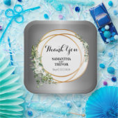 金箔の緑:カスタムのボタニカルステッカー ペーパープレート (パーティー)